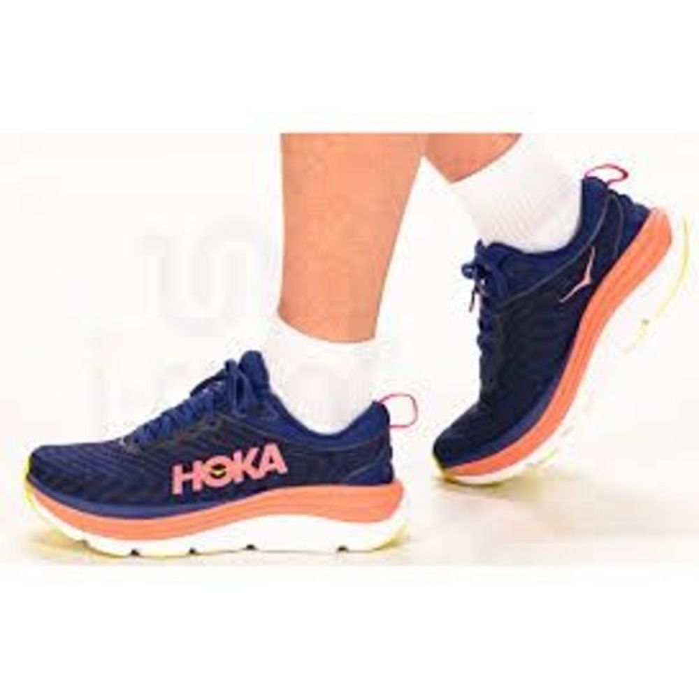 Hoka Gaviota 5 Wide Navy Coral Running‎ Shoes Womens 7D Stability Sneakers
